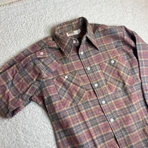 70s‎ Montgomery ward men's flannel cotton blend work pocket long sleeve L